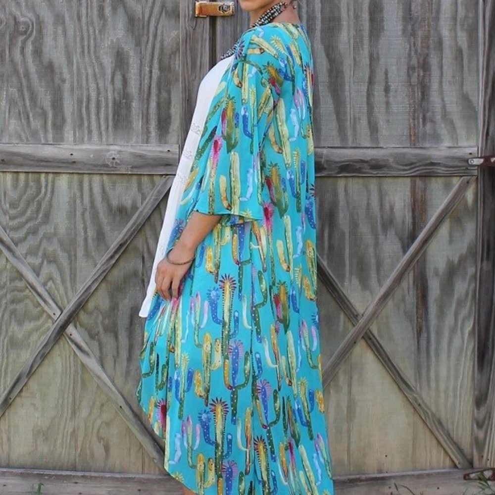 Turquoise Cactus Duster Plus Size